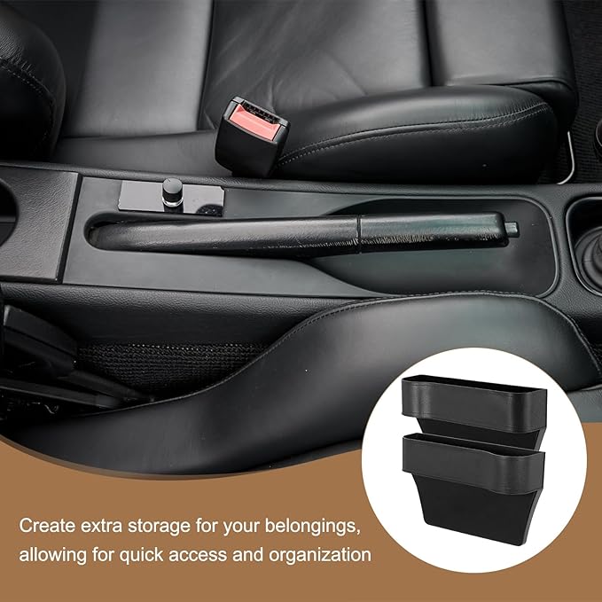 HARFINGTON Car Seat Gap Filler Organizer 10.2 x 6.5 x 2.4 Inch ABS Universal Car Organizer Storage Box Between Seat and Console (Right) with Cup Holders for Phone Sunglasses Keys, Black