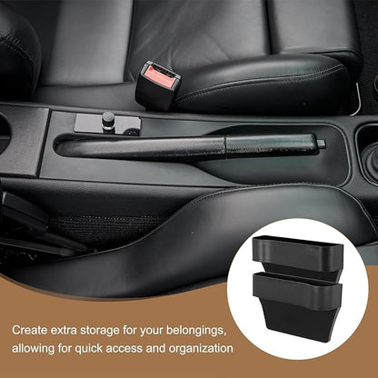 HARFINGTON Car Seat Gap Filler Organizer 10.2 x 6.5 x 2.4 Inch ABS Universal Car Organizer Storage Box Between Seat and Console (Right) with Cup Holders for Phone Sunglasses Keys, Black