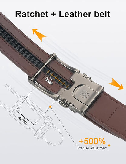 JUKMO 1.5" (38mm) Leather Ratchet Belt for Men in Gift Box