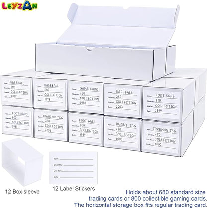 Trading Card Storage Boxes, 12 Pack 1000 Count Cardboard Card Organizer for MTG, TCG & Sports Cards, Fits Sleeved Cards, Bulk Card Storage for Trading Card Collections
