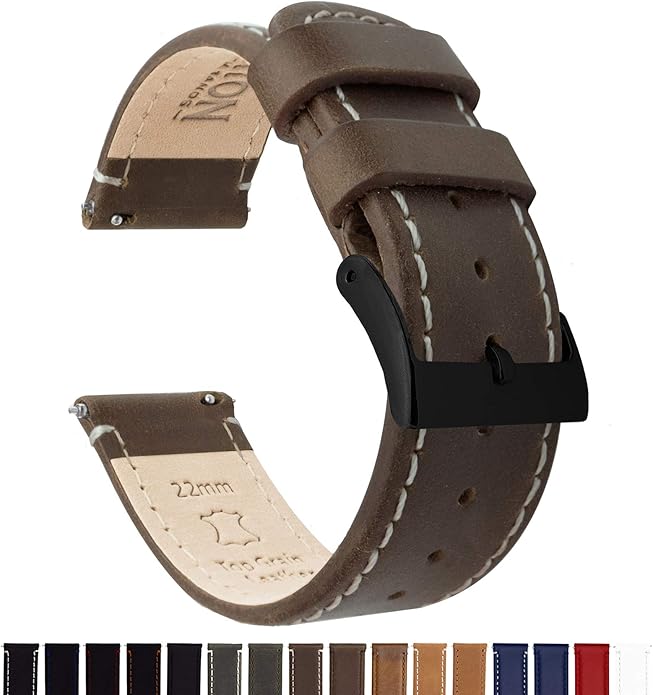 BARTON WATCH BANDS - Top Grain Leather Watch Bands Compatible with Apple Watch Models - 1, 2, 3, 4, 5, 6, 7, 8, 9, 10, SE, Ultra & Ultra 2