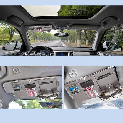 Car Sun Visor Organizer, Visor Organizer Auto Car visor Storage Organizer Sun Visor Storage Organizer with Pockets Car Visor Storages Pouch Truck Visor Organizer for Men Women(Grey)