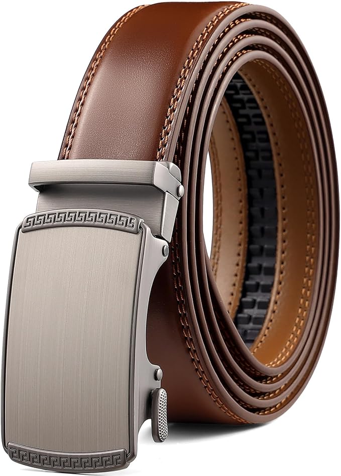 Founders & C Ratchet Belts for Men-Black/Brown Belt Leather 1 3/8" for Casual Dress-Micro Adjustable Belt