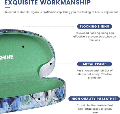 molshine Hard Shell Sunglasses Case,Classic Large Glasses Case for Sunglass, Eyeglasses with Cleaning Cloth, Pocket