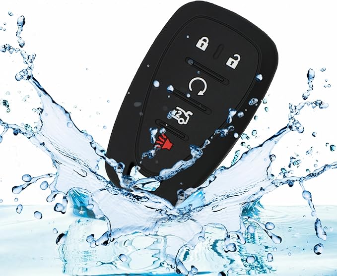 Autobase Silicone Key Fob Cover for Chevy Malibu Camaro Trax Traverse Trailblazer Sonic Cruze Blazer Volt Equinox Spark | Key Protection Case 2 Pcs (Black & Blue)