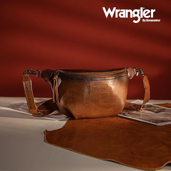 Wrangler Large Fanny Packs for Women Waist Bag Travel Belt Bags Crossbody Sling Purse WG82-A194BR