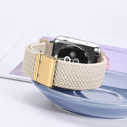 WOCCI 20mm Braided Nylon Watch Band for Men and Women, Quick Release, Golden Stainless Steel Buckle (Starlight)