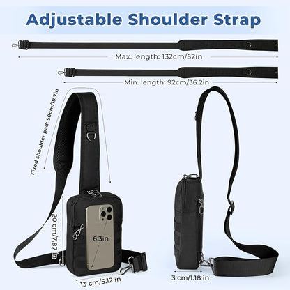 Anti Theft Sling Bag Tactical Small Shoulder Chest Crossbody Bag for Men Women with Zipper Lock RFID Blocking