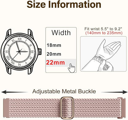 SNBLK 3 Pack 18mm 20mm 22mm Braided Watch Band Compatible with Garmin Vivoactive 5 Watch Bands/Vivoactive 6/3/4s, Quick Release Adjustable Elastic Nylon Loop Strap for Venu 3S/2S/Venu 3/2 Women Men