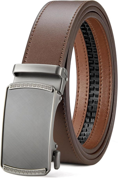 BOSTANTEN Mens Belt Leather Ratchet Belt For Men Dress and Casual with Adjustable Buckle, Trim to Fit