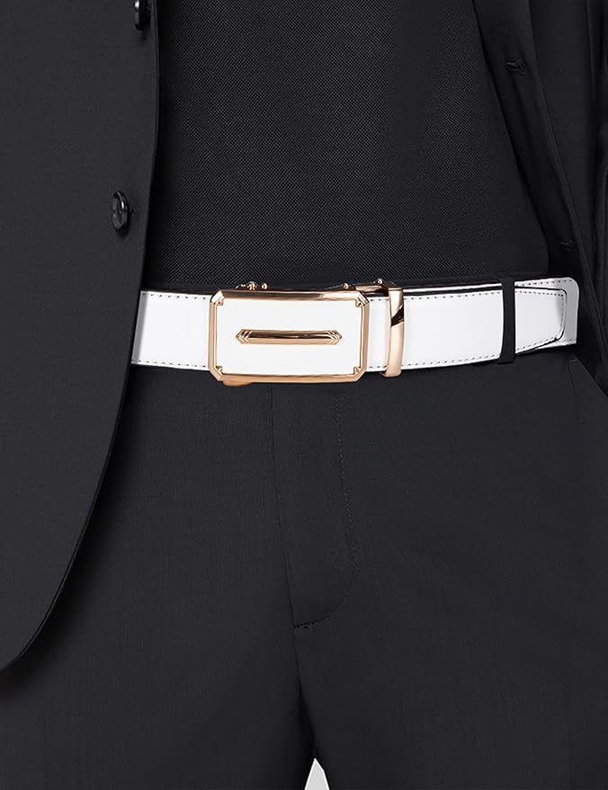 Barry.Wang Mens Belts Leather Ratchet Automatic Buckle Slide Click 1 3/8" Designer Dress Fashion Classic Casual Work Business