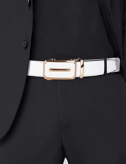 Barry.Wang Mens Belts Leather Ratchet Automatic Buckle Slide Click 1 3/8" Designer Dress Fashion Classic Casual Work Business