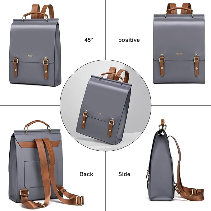 Cnoles Leather Backpack Purse For Women Fashion Ladies Vintage Bags Casual College Travel Backpacks Large bag Grey