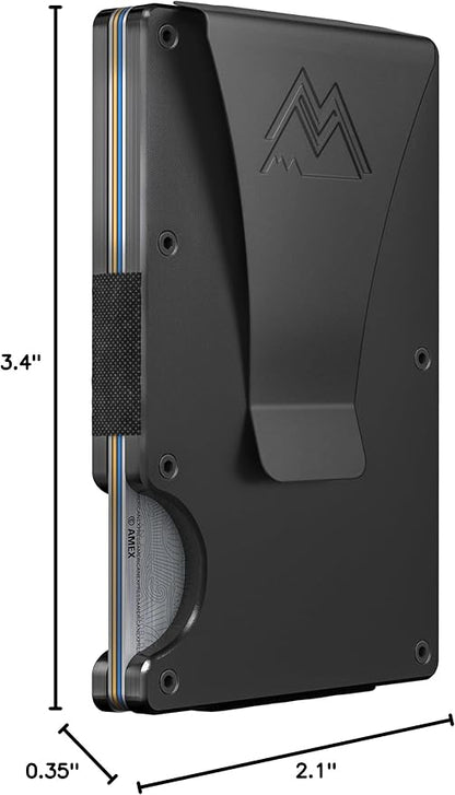 Mountain Voyage Co Minimalist Wallet for Men & Women - Slim RFID Wallet, Scratch Resistant, Credit Card Holder & Money Clip, Easily Removable Money & Cards, (Black Titanium)