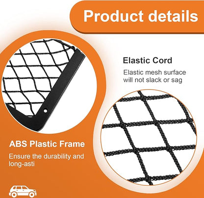 Frienda 2 Pcs Car Storage Net Bag, ABS Plastic Framed Mesh Net Holder, Phone & Cargo Organizer with Screws for Auto, Rv, Boat, Truck Pocket Storage (14 x 7.3 Inch)