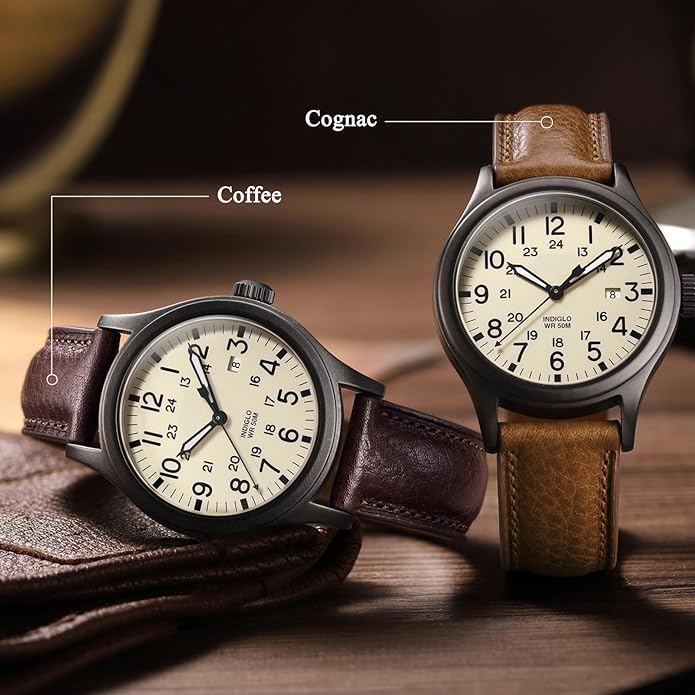 Getalia Italian leather Watch Band Tuscany Natural Vegetable-Tanned Full Grain Leather,14mm 16mm 18mm 19mm 20mm 21mm 22mm Quick Release Replacement Watch Straps for Men and Women Thick and Soft