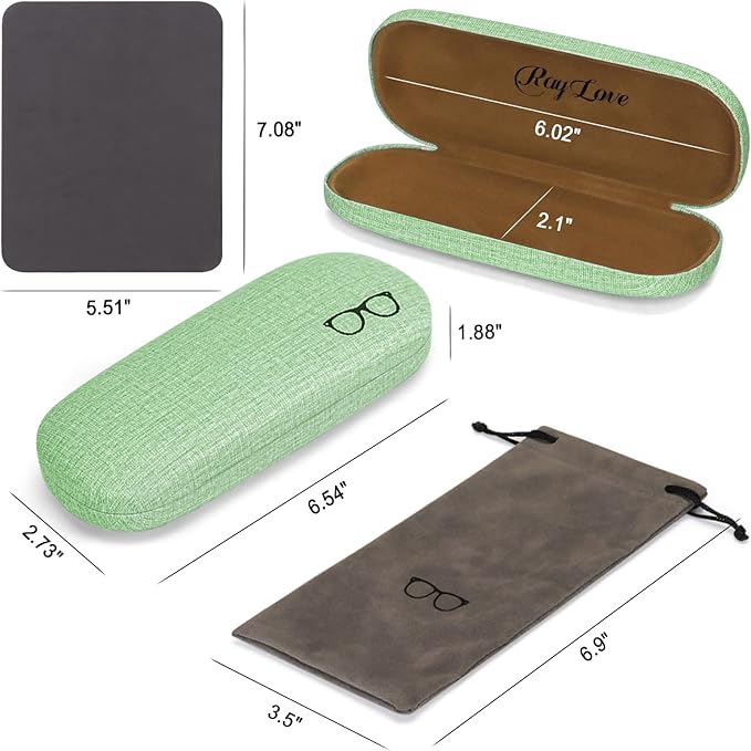 RayLove 3-Pack Hard Shell Eyeglasses Case Large Reading Glasses Hard Case