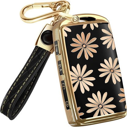 Lucrum Compatible with Mazda Key Fob Cover & Leather Keychain - TPU Case for 3, 6, CX-5 CX-9 CX-30 CX-50 CX-70 (2019-2025)