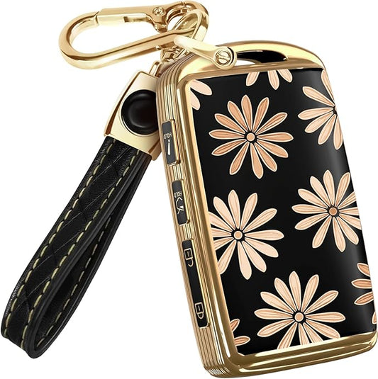 Lucrum Compatible with Mazda Key Fob Cover & Leather Keychain - TPU Case for 3, 6, CX-5 CX-9 CX-30 CX-50 CX-70 (2019-2025)