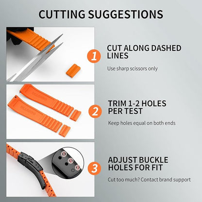 ULLCHRO Silicone Watch Band Quick Release Strap FKM Waterproof Watch Bands for Men 20mm 22mm Replacement Strap Sport Rubber Watchband