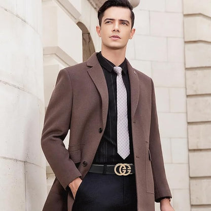 Aurolran Men&Womens Leather Dress Belt Business Automatic Buckle Belt Color-Black Silver Gold