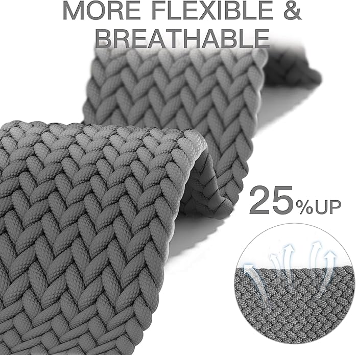 20mm Magnetic Braided Nylon Band Compatible With Garmin Vivoactive 6/Vivoactive 5/3/3 Music Watch Bands, Quick Release Stretchy Strap Replacement for Venu Sq 2/Forerunner 55/165/245/645