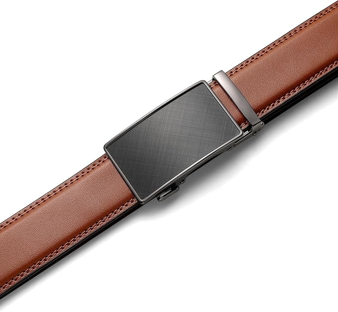 Founders & C Men's Ratchet Belt 1 3/8",Leather Dress Belt Adjustable with Click Sliding Buckle Trim to Exact Fit