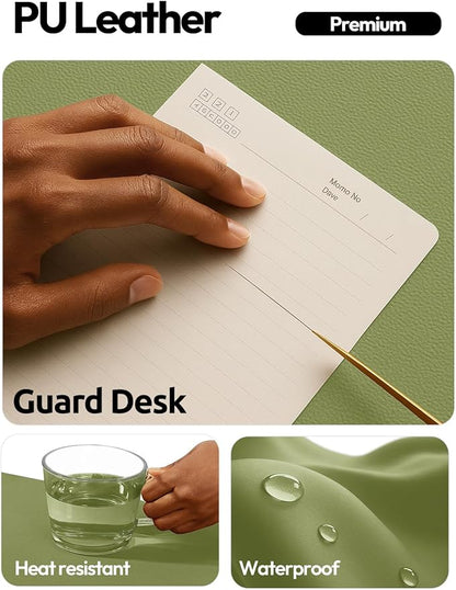 YSAGi Leather Desk Protector, Office Mat, Large Mouse Mat, Non-Slip PU Leather Blotter, Laptop Desk Pad, Waterproof Writing Pad for Office and Home (Green, 23.6" x 13.8")
