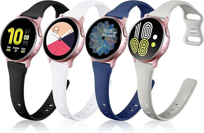GEAK Compatible with Samsung Galaxy Watch 7 6 Band/Galaxy Watch 4 5 Band 40mm 44mm,20mm Soft Slim Silicone Replacement Strap for Samsung Watch 4 5 6 7 Bands Active 2 Large Black/White/Gray/Navy