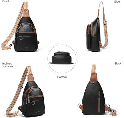 Leresas 7L Sling Bag for Women Men Vegan Leather Crossbody Bags Fanny Pack Purse Backpack Over Shoulder Bag Travel Anti Theft
