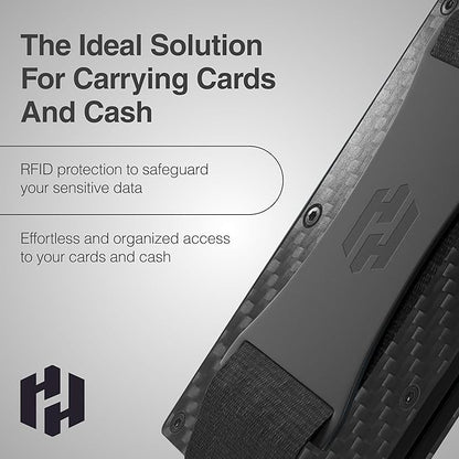Hayvenhurst Wallet for Men - Slim RFID Blocking Metal Wallet with Cash Strap, Minimalist Front Pocket Credit Card Holder, Small Mens Wallet | Reinvented Design, Slim, Minimalistic, Seamless, Blocks RFID Scanners, Cash Strap