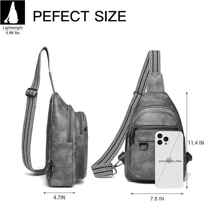 Leresas 7L Sling Bag for Women Men Vegan Leather Crossbody Bags Fanny Pack Purse Backpack Over Shoulder Bag Travel Anti Theft