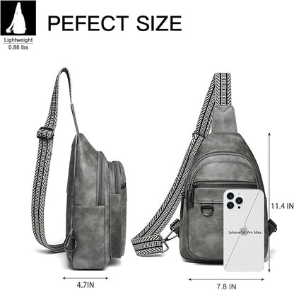 Leresas 7L Sling Bag for Women Men Vegan Leather Crossbody Bags Fanny Pack Purse Backpack Over Shoulder Bag Travel Anti Theft