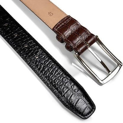 Men's Oil-Tanned Genuine Leather Dress Classic Belt 1-1/8"(30mm) or 1-3/8"(35mm) Wide One Piece Dress Belt