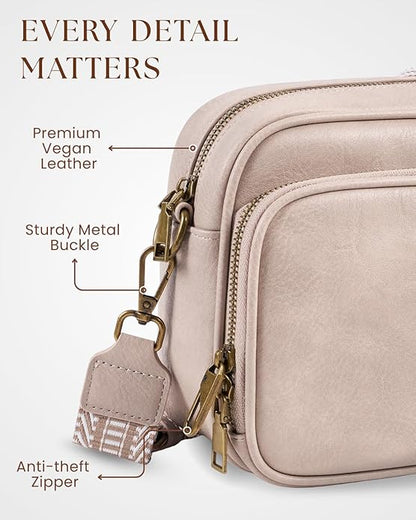 Crossbody Bags with Built-in Wallet, Anti-Theft Travel Purse with Card Slots, Trendy Vegan Shoulder Bag for Women Men