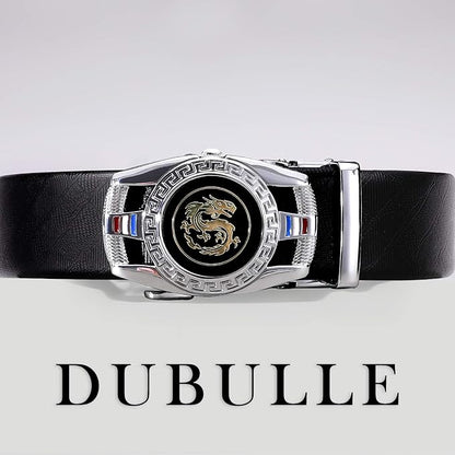 Dubulle Designer Mens Belts, Sliding Automatic Buckle Ratchet Dress Belt TOP Genuine Leather Strap Gifts