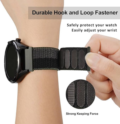 WOCCI 20mm Adjustable Nylon Watch Band, Quick Release Sport Loop Strap (Black/Grey)