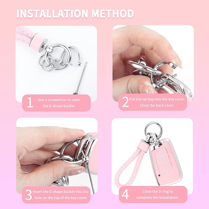 carleef Key Fob Cover with Key Chain,4 Buttons Key Fob Protector for All Around Protection,Car Key Cover Compatible with V-W(for V-W)