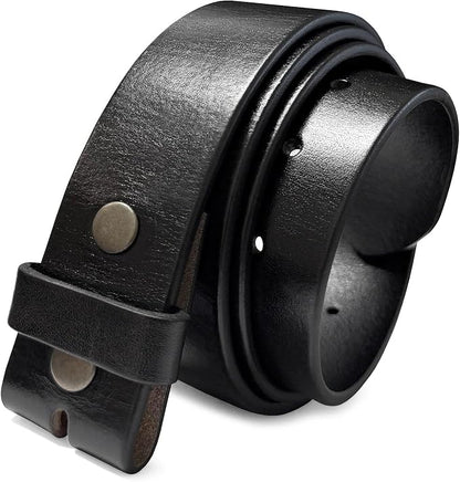 100% One-Piece Full Grain Leather Belt Straps with No Slot Hole/Slot Hole/Heavy-Duty, Multi Options 1-1/2" (38mm) Wide