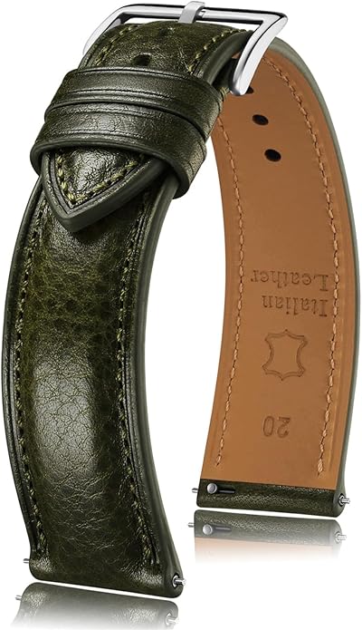 Getalia Italian leather Watch Band Tuscany Natural Vegetable-Tanned Full Grain Leather,14mm 16mm 18mm 19mm 20mm 21mm 22mm Quick Release Replacement Watch Straps for Men and Women Thick and Soft
