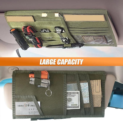 ZIMISI Tactical Molle Car Visor Organizer, 600D Oxford Cloth Truck Visor Molle Panel Sunshade Storage Pouch Holder with Multi-Pocket, Tactical Gear Car Sun Visor Organizer for Most Cars (Army Green)