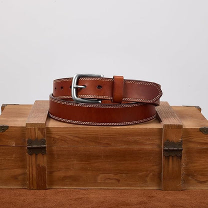 VATAN Men's Full Grain Leather Casual Every Day Jeans Belts, Handmade Men Leather Belt with Gift Box