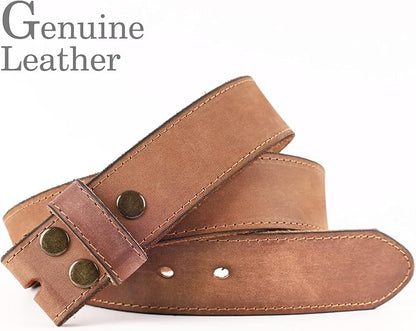 NPET Men's Full Grain Leather Belt Vintage Distressed Style with Snap-On Strap 1 1/2" Wide without Buckle