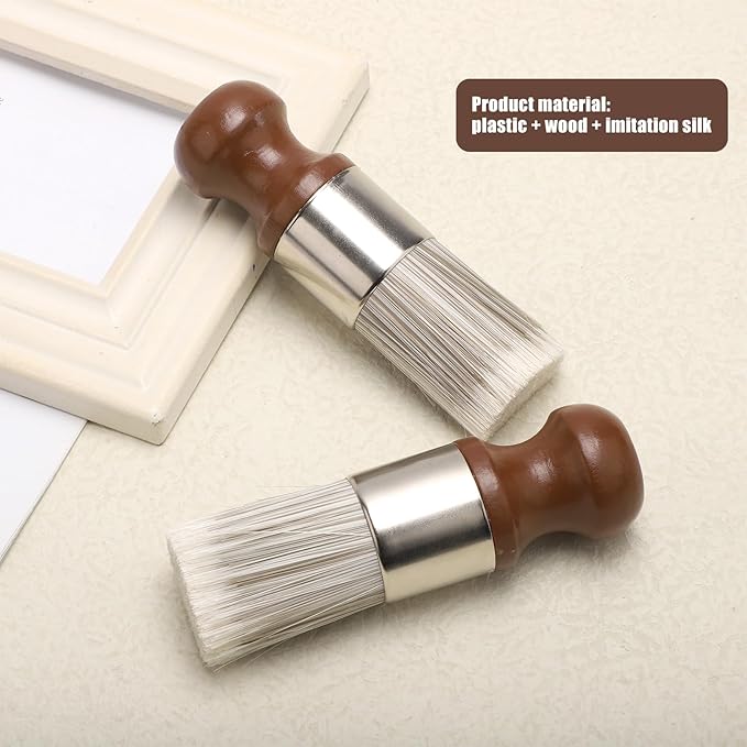 Gosknor 2pcs Salve Brush for Leather Furniture, Wood & Leather Cleaning Brush with Soft Nylon & Polyester Bristles, Brown
