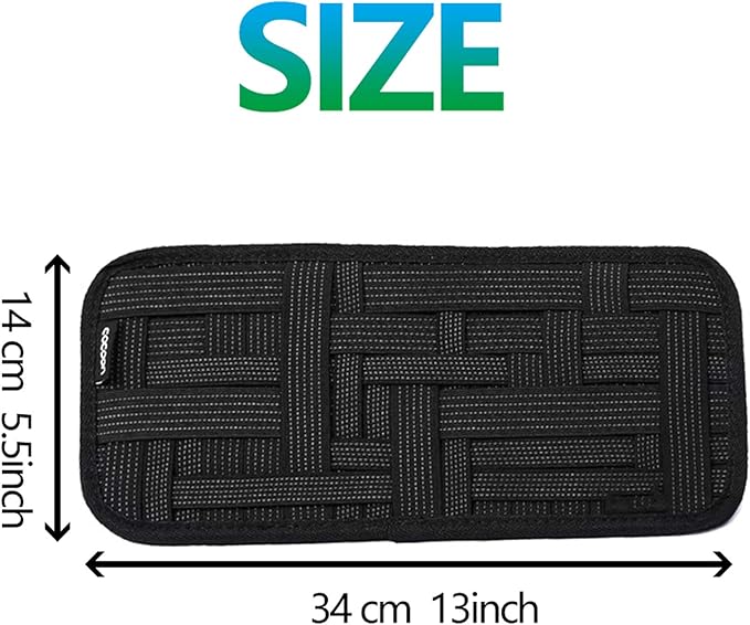 Car Sun Visor Organizer, Auto Interior Accessories Pocket Organizer, Car Visor Storage Anti-Slip Elastic Woven Board Personal Belonging Storage Pouch, Interior Accessories Pocket Organizer (Black)