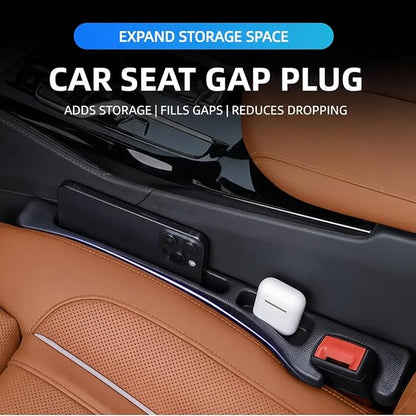 2 Pack Car Seat Gap Organizer, Seat Gap Filler Plug for Cars, SUVs & Trucks – Prevents Lost Items, Great for Rideshare, Daily Commute & Long Trips, Universal Fit PU Leather, Black