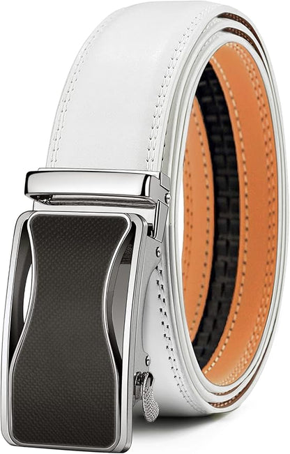 BULLIANT Mens Ratchet Belt,Leather Adjustable Slide Belt For Gift Mens Dress Casual 1 3/8",Size Adjustable