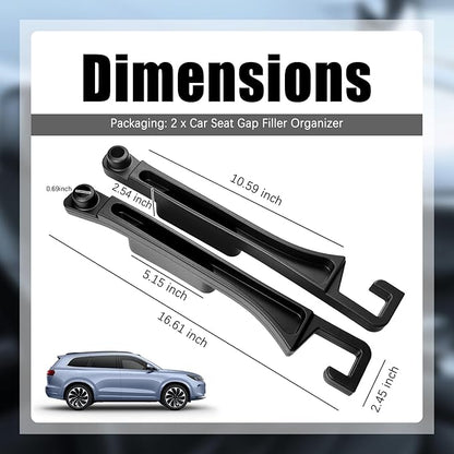 2PCS 2026 New Car Seat Gap Filler Organizer,in Between Car Seat Catcher with Phone Holder & Sunglass Holder & Cars Hook,Universal Cars Gap Seats Filler to Avoid Items Falling