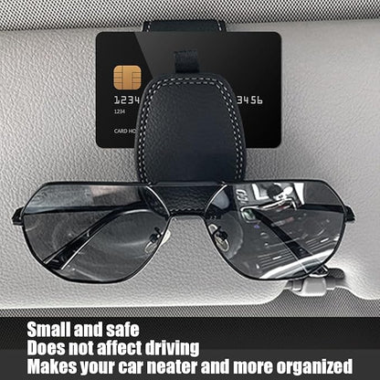 Zpana Sunglasses Holders for Car Sun Visor, Leather Magnetic Vehicle Sun Glasses Ticket Card Hanger Clip, Automotive Interior Eyeglass Mount Accessories, Universal for SUV Sedan Truck (Black)