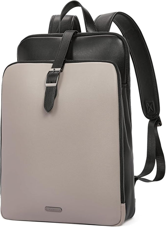CLUCI Leather Backpack for Women, 15.6 inch Laptop Bag, Large Genuine Work Backpack Travel Back